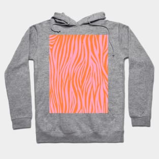 Pink and Orange, Pastel, Zebra Stripes, Pattern Hoodie